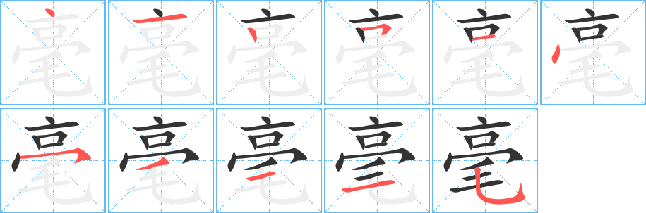 毫的筆順筆畫