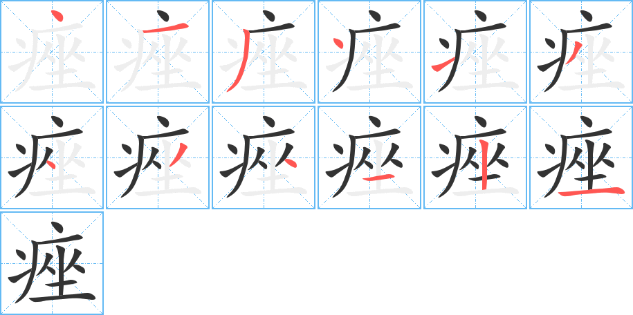 痤的筆順筆畫